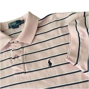 Polo Ralph Lauren Men’s XL Cotton Short Sleeve Striped Polo Preppy Vintage Pink
